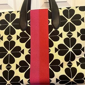 Kate Spade, Oversized Spade Flower Jacquard Stripe Manhattan XL TOTE.